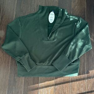 Scoop Forest Green Scuba half zip pullover Women's Sweatshirt